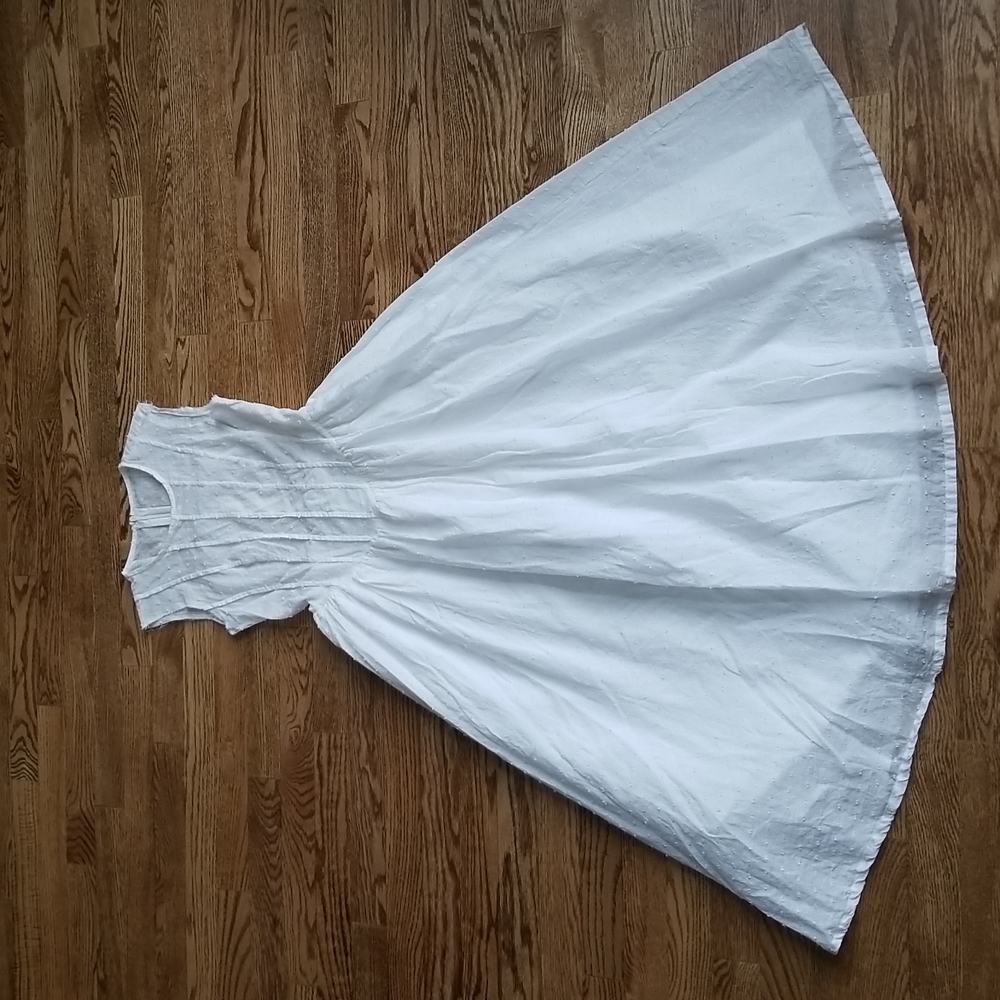 (S) Saral Zens Bright White Fit and Flare Vacation Summer Boho Cottagecore